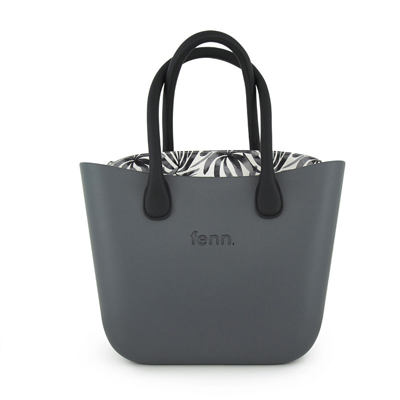 Fenn Original Collection – Charcoal – Pattern Inner – Silver Zip – Black Round Handle
