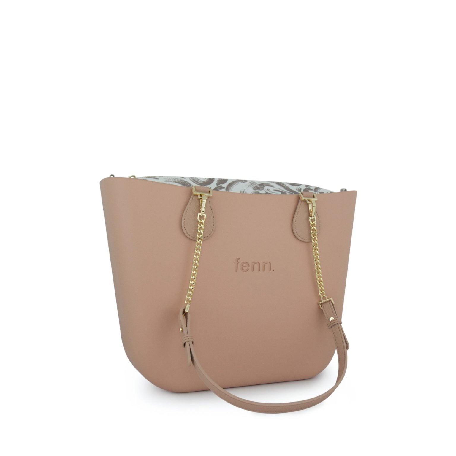 Original Collection – Mocha – Pattern Inner – Gold Zip – Mocha/ Gold Chain Handle