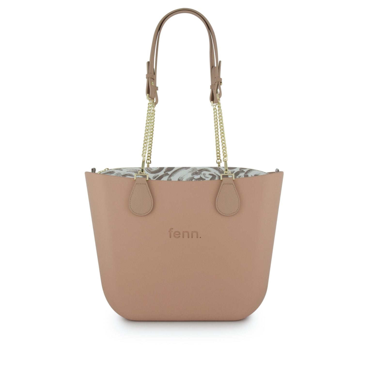 Original Collection – Mocha – Pattern Inner – Gold Zip – Mocha/ Gold Chain Handle