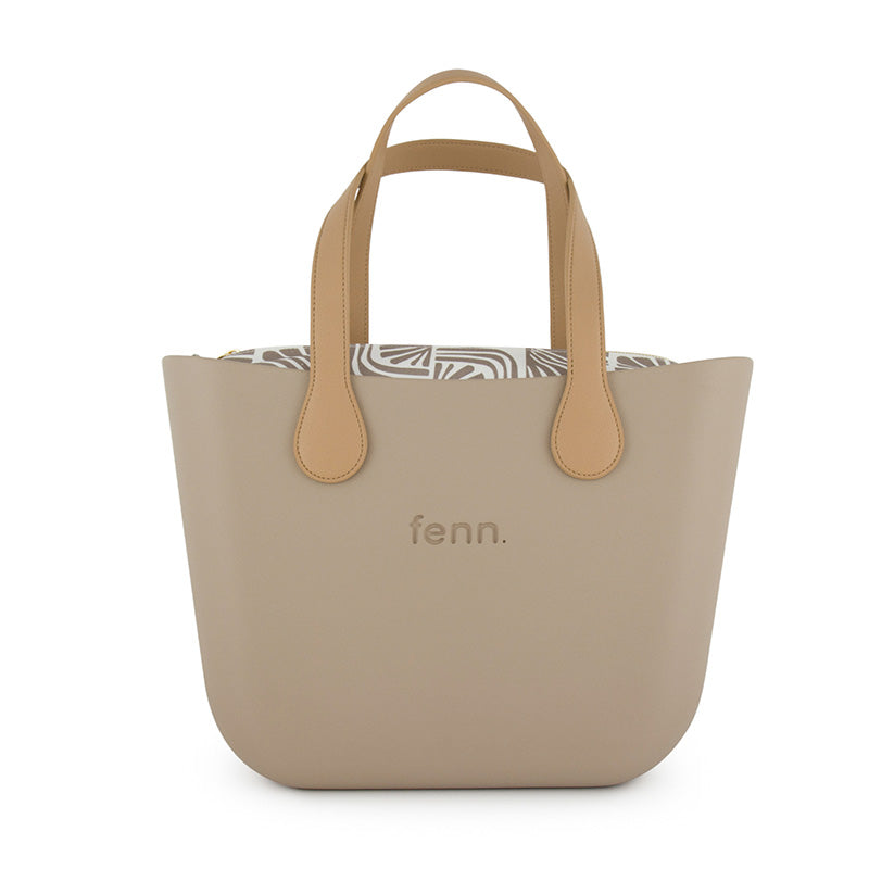 Original Collection – Stone – Pattern Inner – Gold Zip – Light Tan Flat Handle