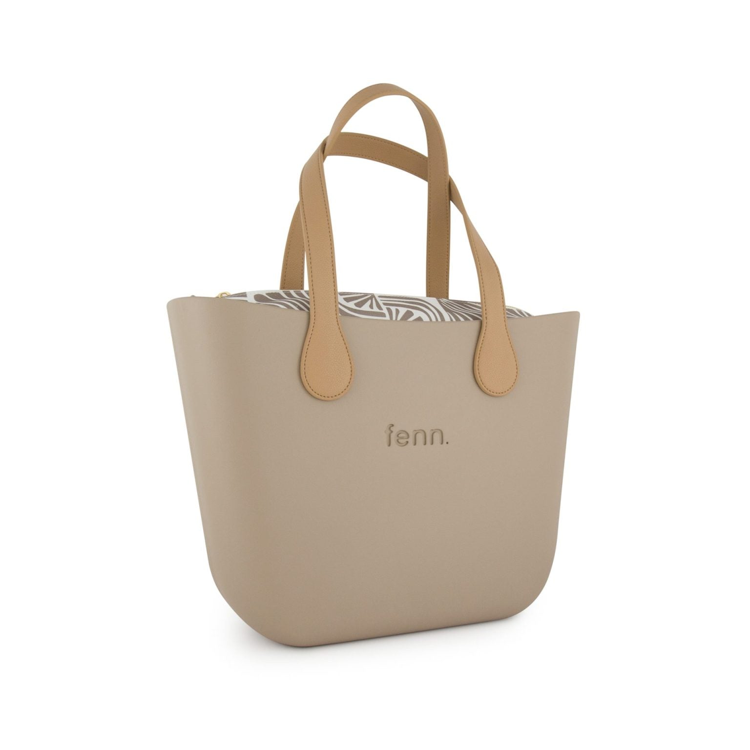 Original Collection – Stone – Pattern Inner – Gold Zip – Light Tan Flat Handle