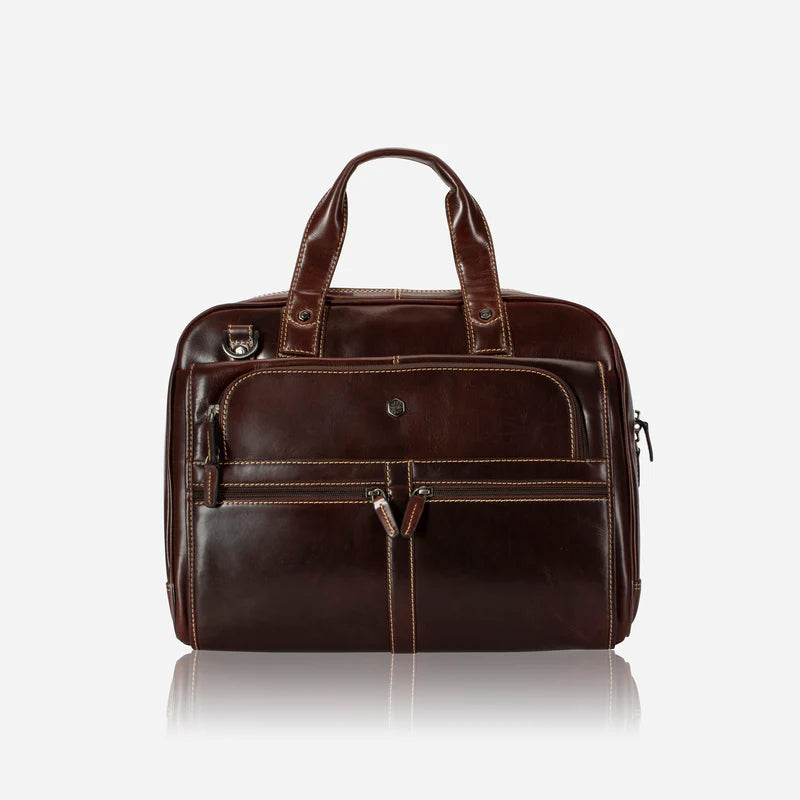 JEKYLL & HIDE LARGE MULTI COMPARTMENT BRIEFCASE, TOBACCO