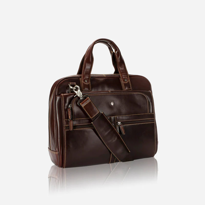 JEKYLL & HIDE LARGE MULTI COMPARTMENT BRIEFCASE, TOBACCO