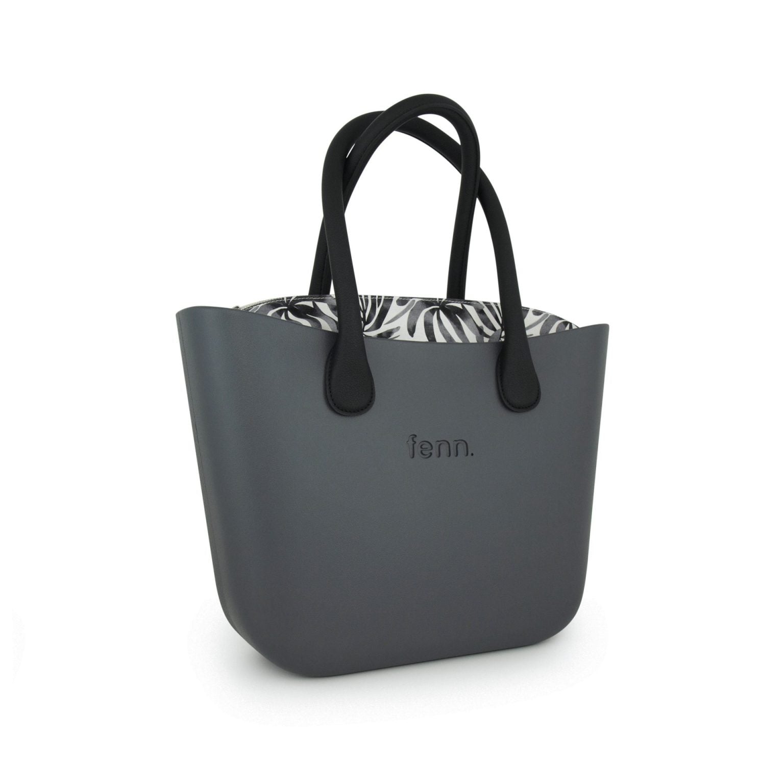 Fenn Original Collection – Charcoal – Pattern Inner – Silver Zip – Black Round Handle