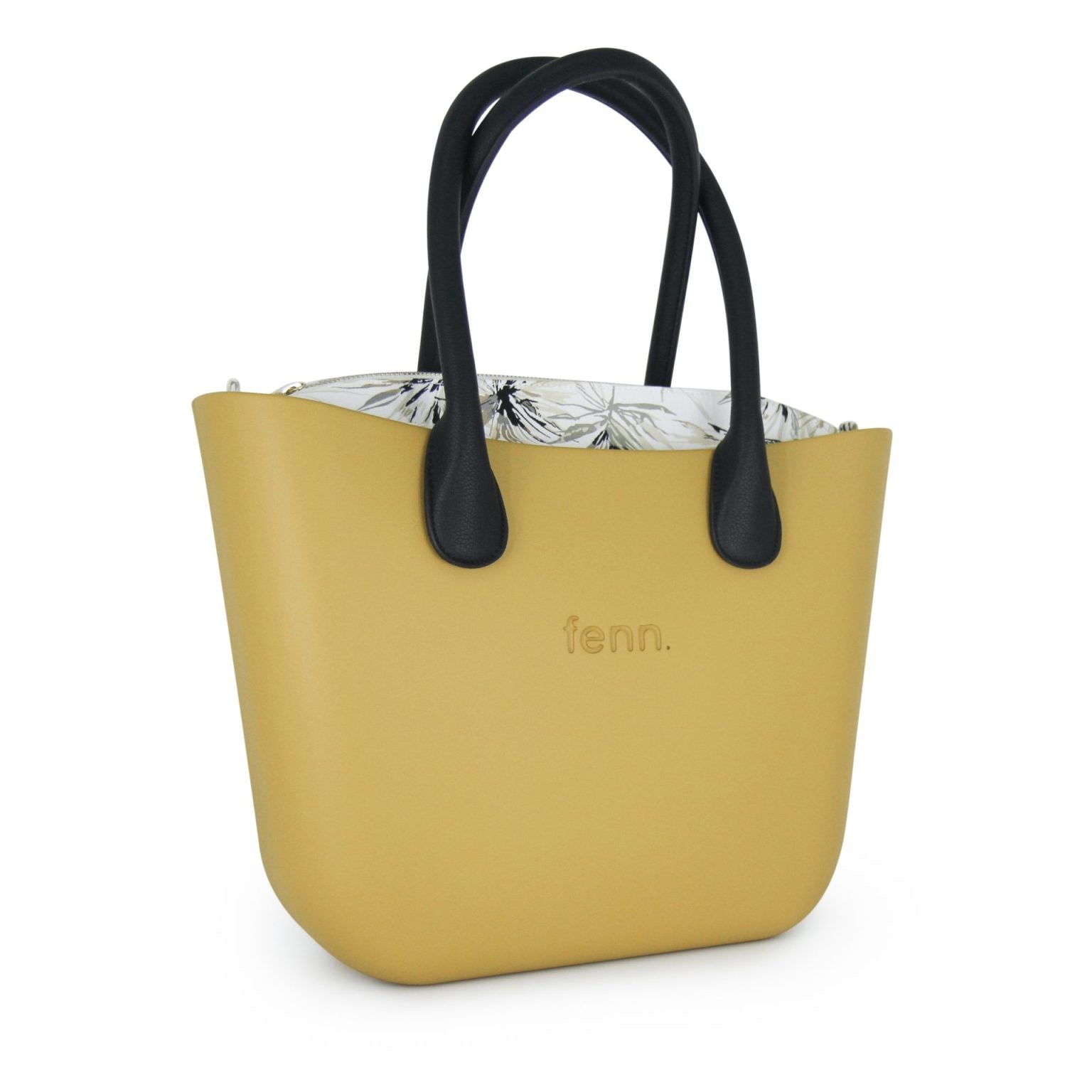 Fenn Original Collection – Mustard Yellow – Pattern Inner – Gold Zip – Black Round Handle
