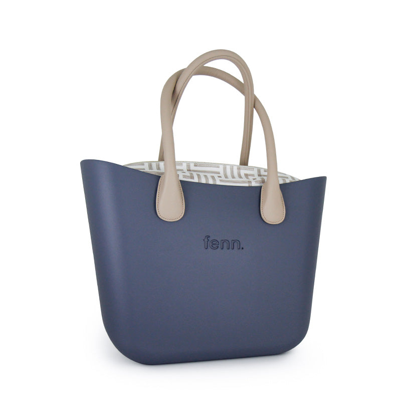 Fenn Original Collection – Denim – Pattern Inner – Gold Zip – Light Stone Round Handle