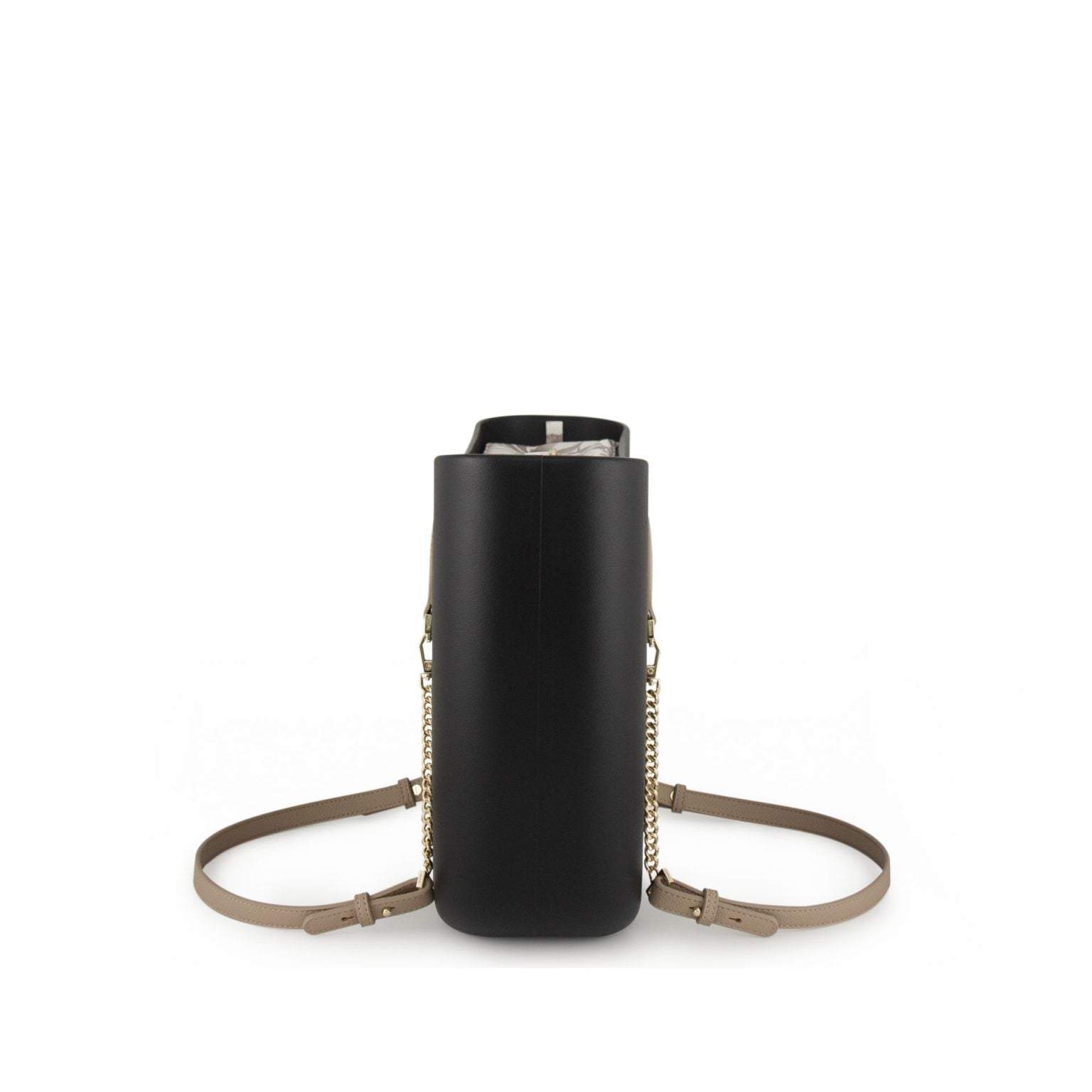 Fenn Original Collection – Black – Pattern Inner – Gold Zip – Light Stone/ Gold Chain Handle