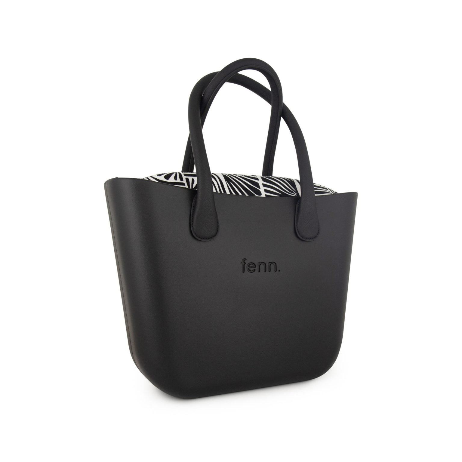 Fenn Original Collection – Black – Pattern Inner – Silver Zip – Black Round Handle