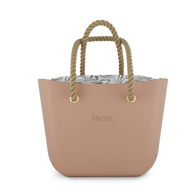 Original Collection – Mocha – Pattern Inner – Gold Zip – Beige Rope Handle