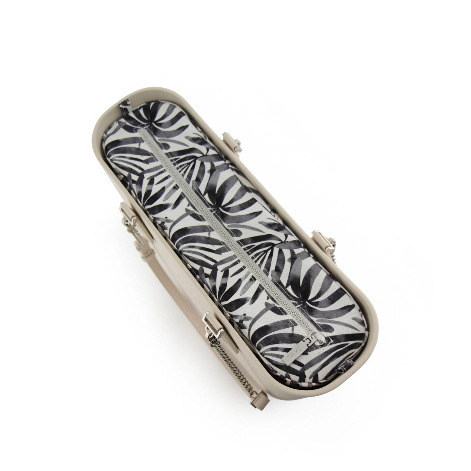 Fenn Original Collection – Champagne – Pattern Inner – Silver Zip – Champagne/ Silver Chain Handle