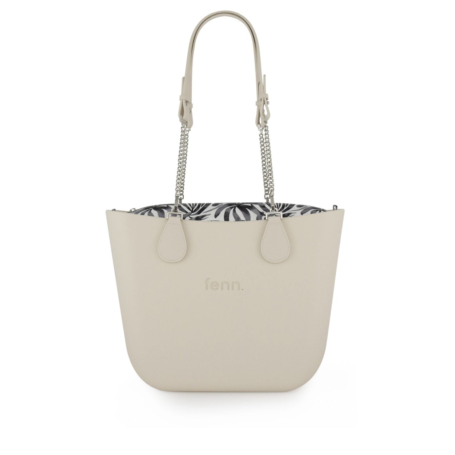 Fenn Original Collection – Champagne – Pattern Inner – Silver Zip – Champagne/ Silver Chain Handle