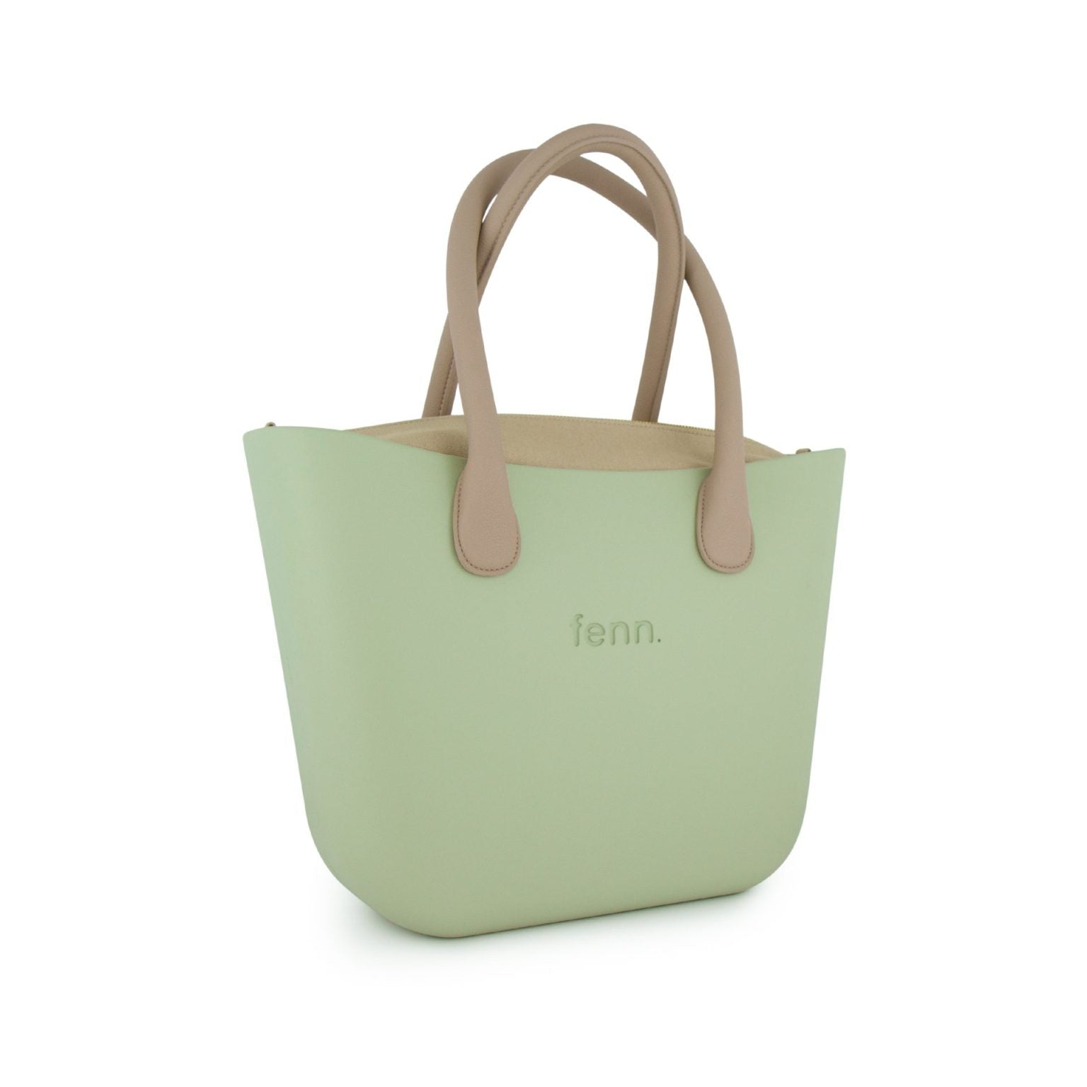 Original Collection – Pastel Green – Light Stone Inner – Gold Zip – Light Stone Round Handle